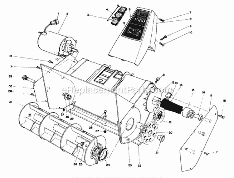 Rotor Housing Assembly Diagram and Parts List for 38310 5000001-5999999 - 1985 Lawn Boy Snow Blower